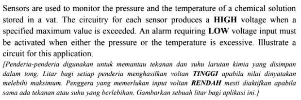 Sensors are used to monitor the pressure and the temperature of a ...