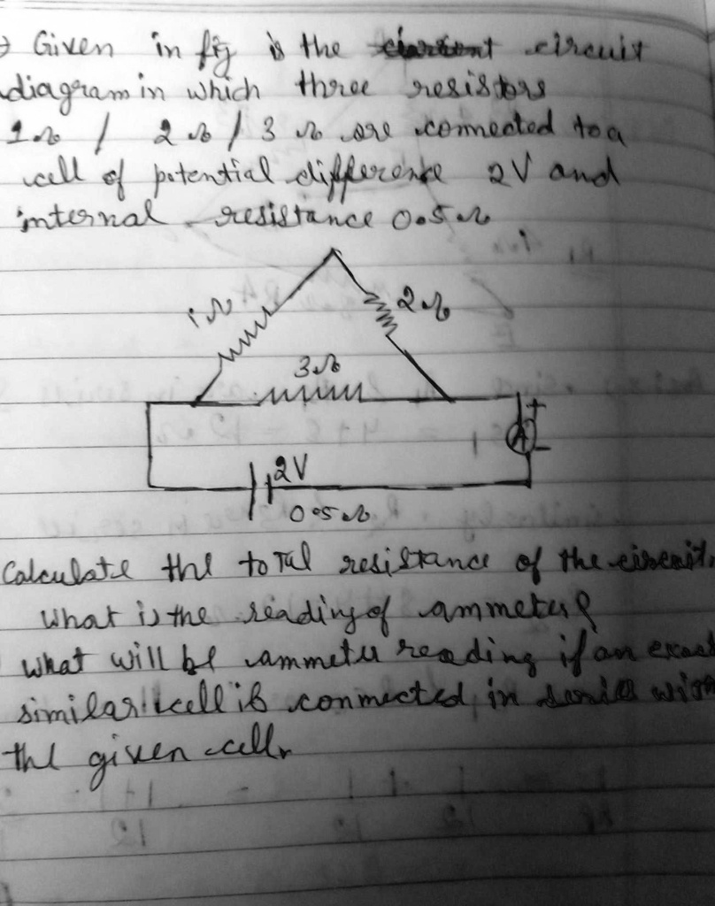 Given in the figure is the circuit diagram in which three resistors (1