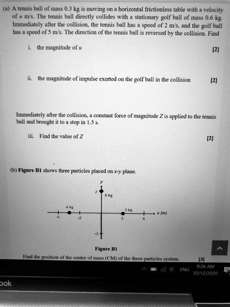 SOLVED (a) A tennis ball of mass 0.3 kg is moving On a horizontal