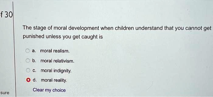 SOLVED The stage of moral development when children understand