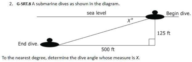A Submarine Dives As Shown In The Diagramto The Nearest Degree