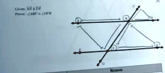 Given: AD∥EH
Prove: ∠ ABF ≅∠ CHF
