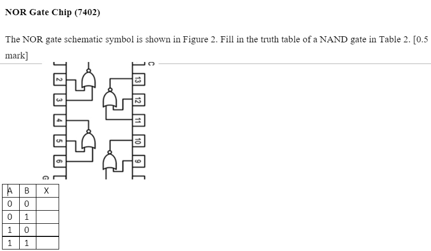 SOLVED: NOR Gate Chip (7402) The NOR gate schematic symbol is shown in ...