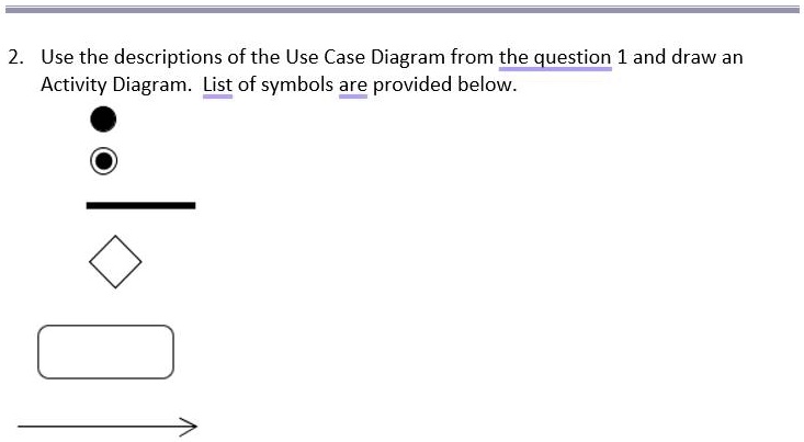2. Use the descriptions of the Use Case Diagram from the question 1 and ...
