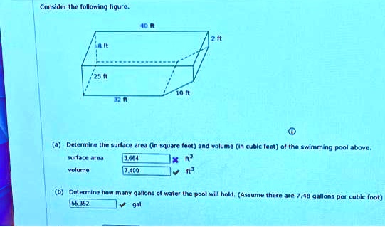 SOLVED: Consider the following figure: 40 ft o a) Determine the surface ...