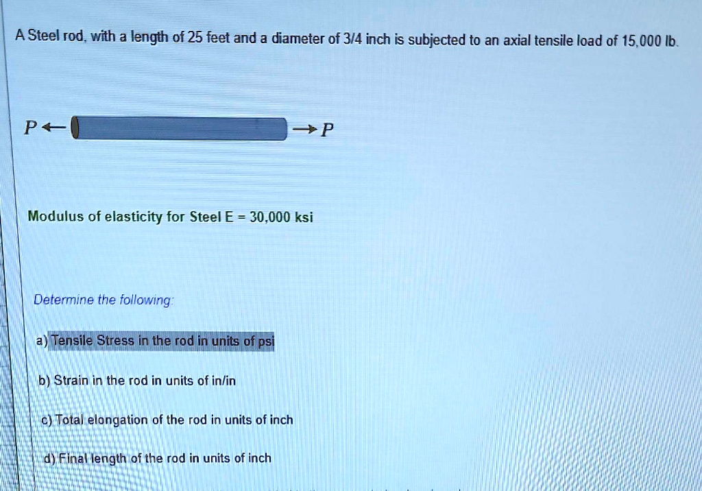 solved-a-steel-rod-with-a-length-of-25-feet-and-a-diameter-of-3-4