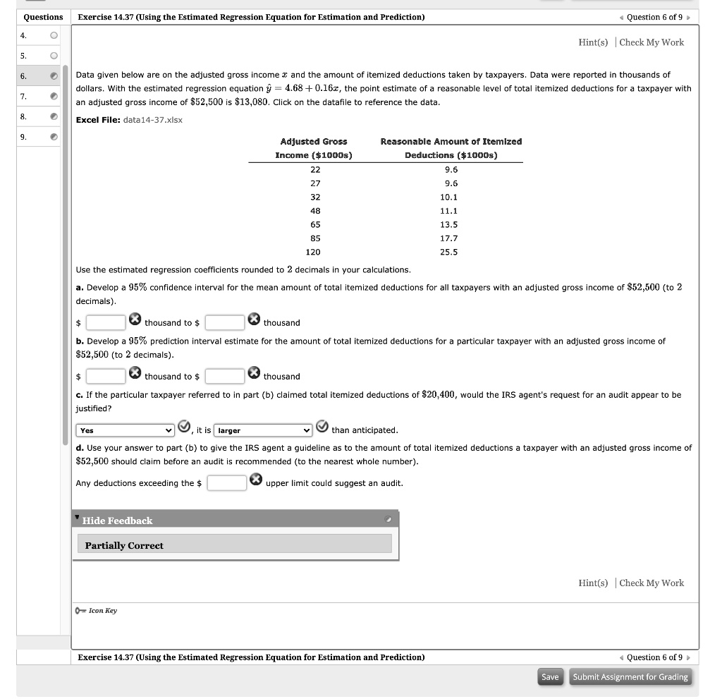 Estimated Total Income Of The P.y qucstions excrcise 1437 using the estimated regression equation for