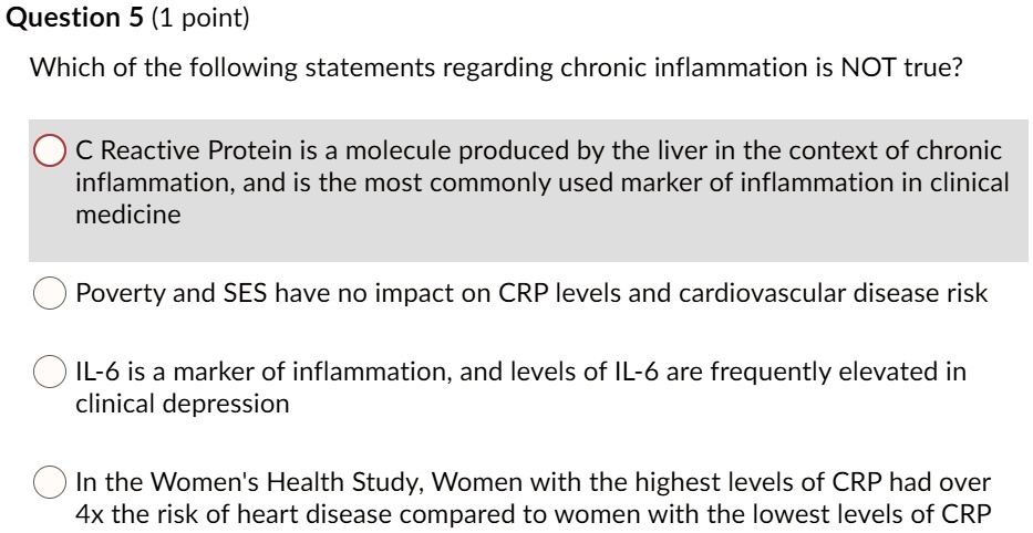 Which Statement Regarding Infection And Inflammation Is Correct SOLVED:Question 5 (1 point) Which of the following statements regarding