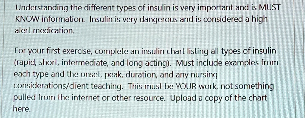 SOLVED: Understanding the different types of insulin is very important ...