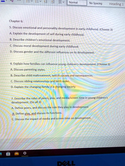 SOLVED Chapter 6 5. Discuss emotional and personality development in