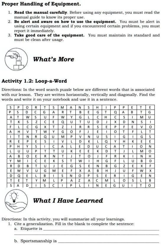 Directions In this activity, you will summarize all your learning. 1