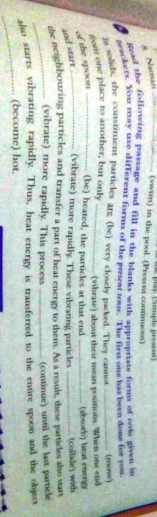SOLVED: 'Read the following passage and fill in the blanks with ...