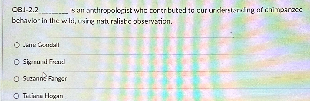 OBJ-2.2 is an anthropologist who contributed to our understanding of ...
