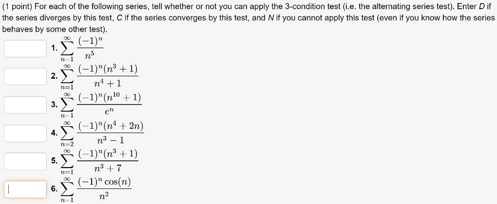 point for each of the following series tell whether or not you can ...