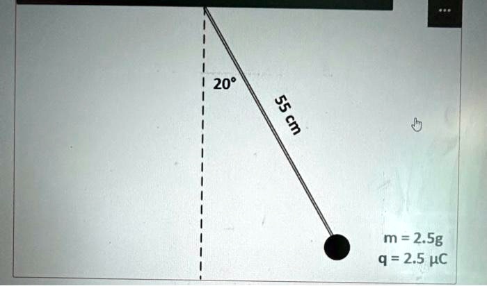 20°
55 cm
m = 2.5g
q = 2.5 ?C