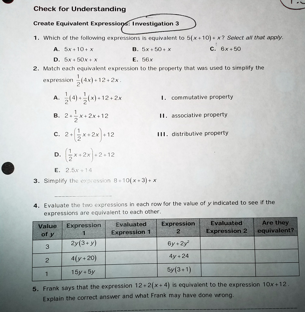 SOLVED: Please answer 1, 2, 3, and 4. Check for Understanding: Create ...