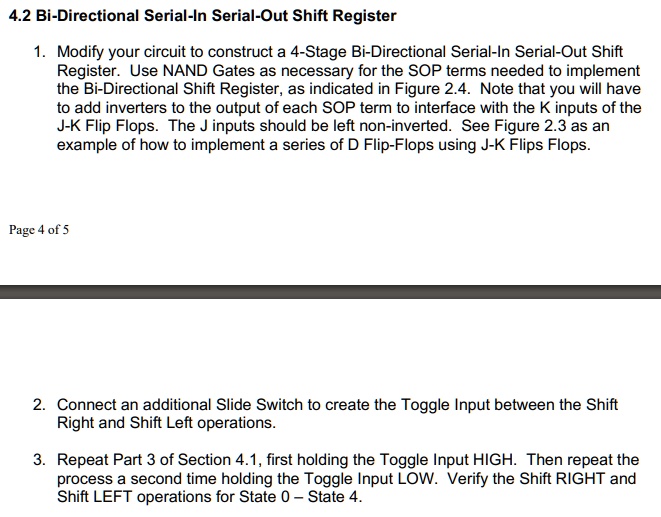 SOLVED: 4.2 Bi-Directional Serial-In Serial-Out Shift Register Modify ...