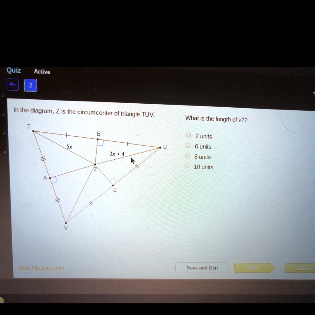 SOLVED 'What is the length of vz? Quiz In the diagram, Z is the