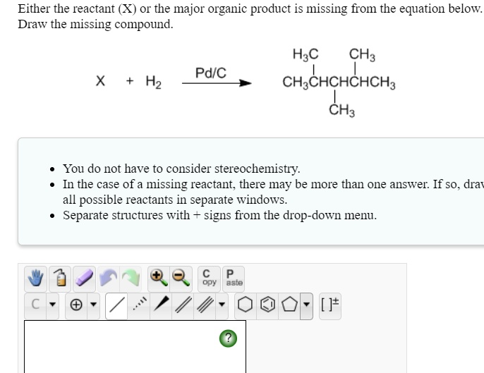 SOLVED Either the reactant or the major organic product is missing