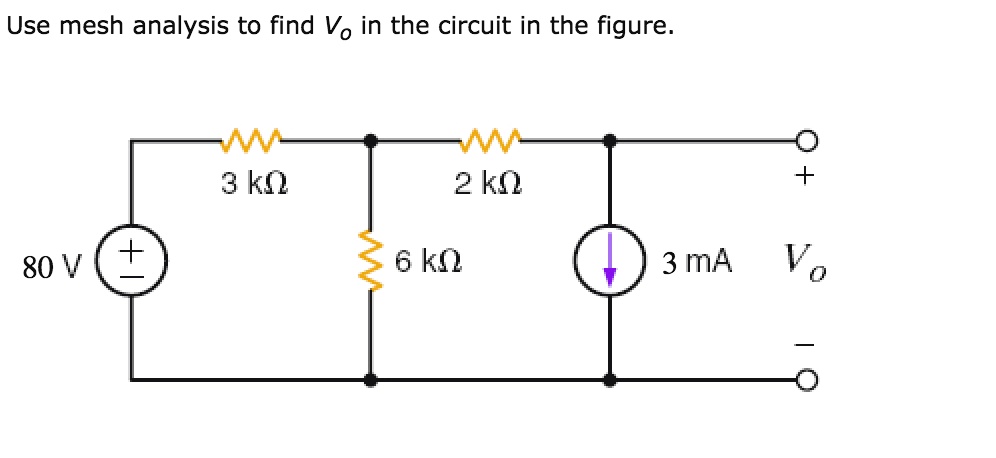 SOLVED: Use mesh analysis to find Vo in the circuit in the figure. Use ...