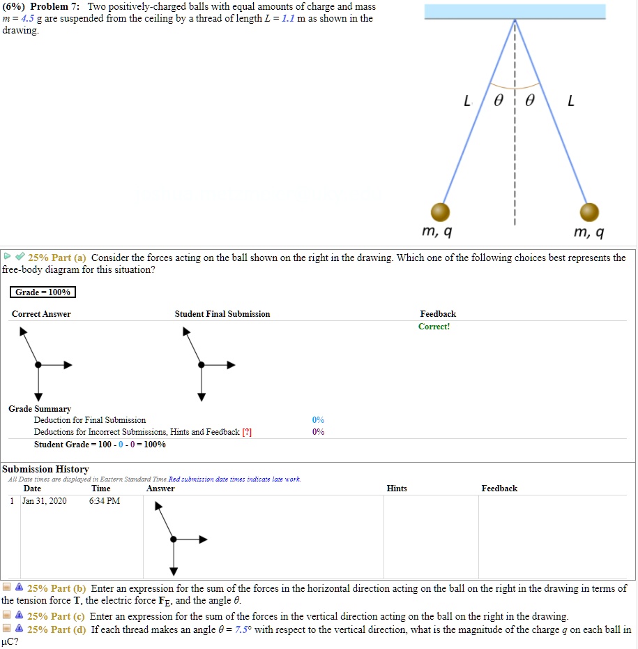 SOLVED Problem 7 Two positivelycharged balls with equal amounts of