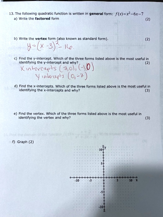 vertex form x intercept