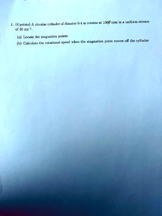 SOLVED A circular cylinder of diameter 0.4 m rotates at 100 rpm in a