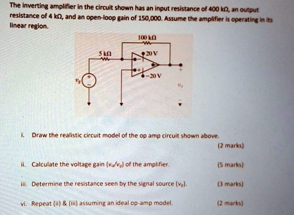 SOLVED The inverting amplifier in the circuit shown has an input