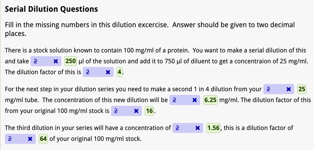 SOLVED: Texts: How Were These Values Obtained? Serial Dilution ...