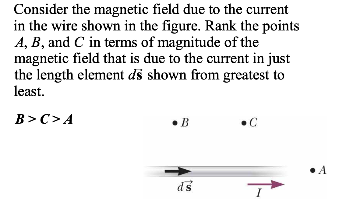 Consider the magnetic field due to the current in the wire shown in the ...