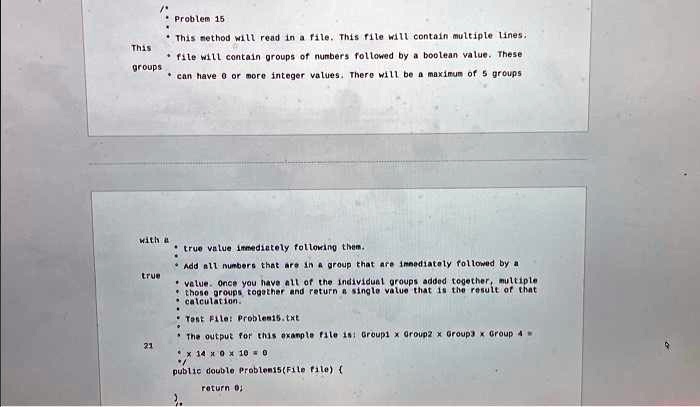 SOLVED: Texts: Problem 15 This method will read in a file. This file ...