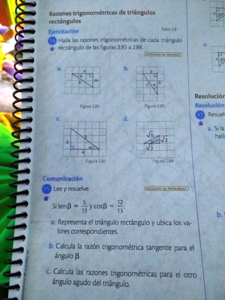 Solved Halla Las Razones Trigonom Tricas De Cada Triangulo Rect Ngulo De Las Figuras A