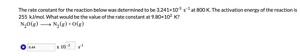 SOLVED: The rate constant for the reaction below was determined to be 3 ...