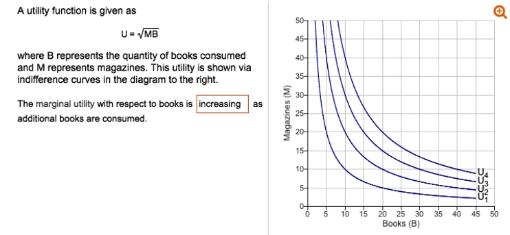 SOLVED: A utility function is given as: U = MB where B represents the ...
