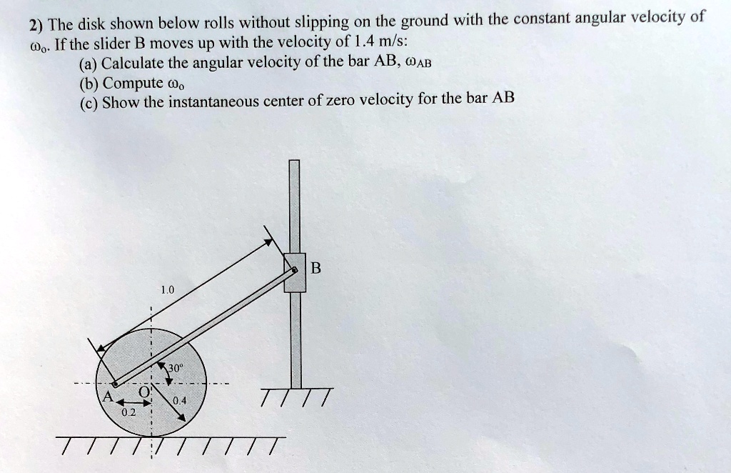 SOLVED: 2) The disk shown below rolls without slipping on the ground ...
