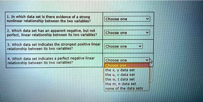 SOLVED: In which data set is there evidence of a strong nonlinear ...