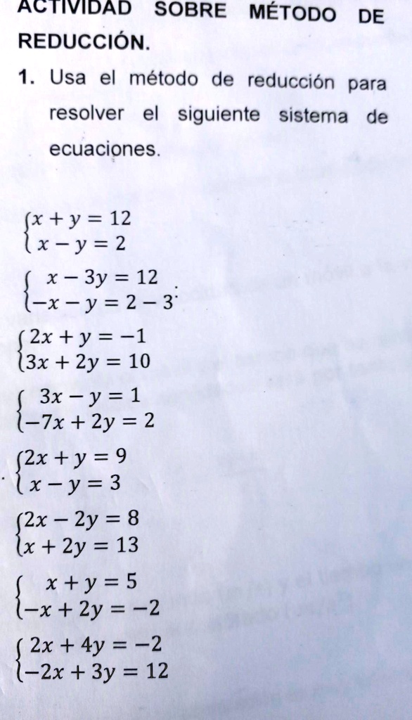 y =- 2x 1 4x 2y 3 metodo de reduccion