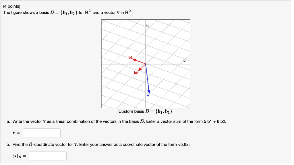 SOLVED: The Figure Shows Basis B = B1, B2 For R2 And Vector R3. Custom ...