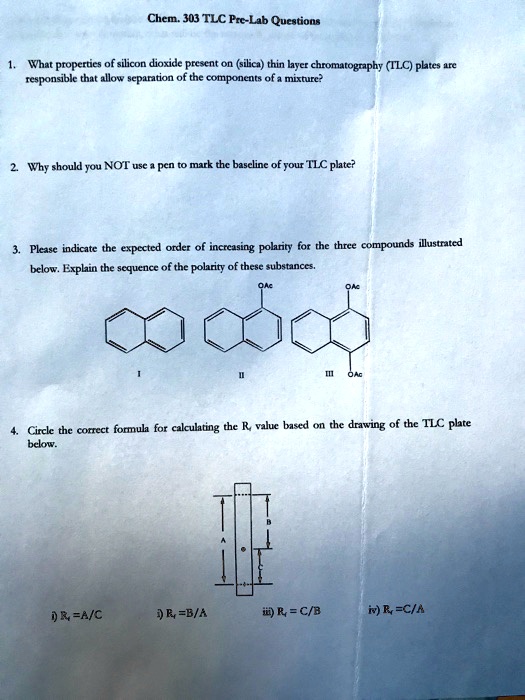 SOLVED Chem 301 TLC PreLab Questions What properties of silicon
