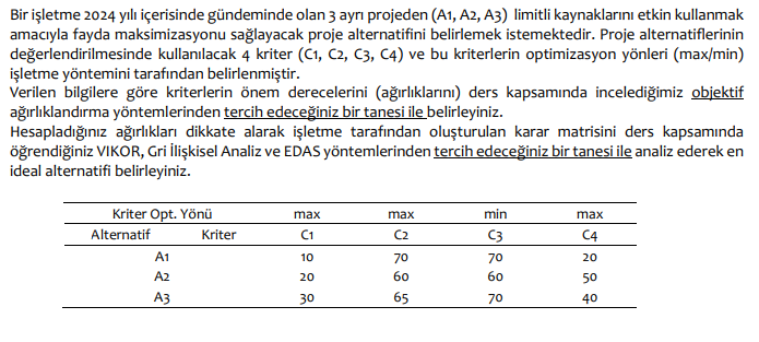 SOLVED: Bir i?letme 2024 y?l? içerisinde gündeminde olan 3 ayr ...