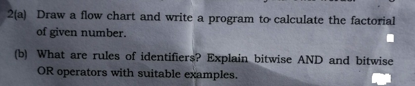 SOLVED: subject = c programming 2(a) Draw a flow chart and write a ...