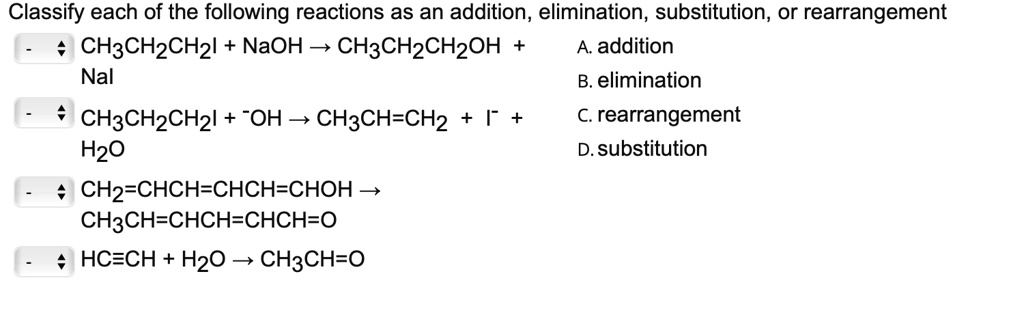 SOLVED: Classify each of the following reactions as an addition ...