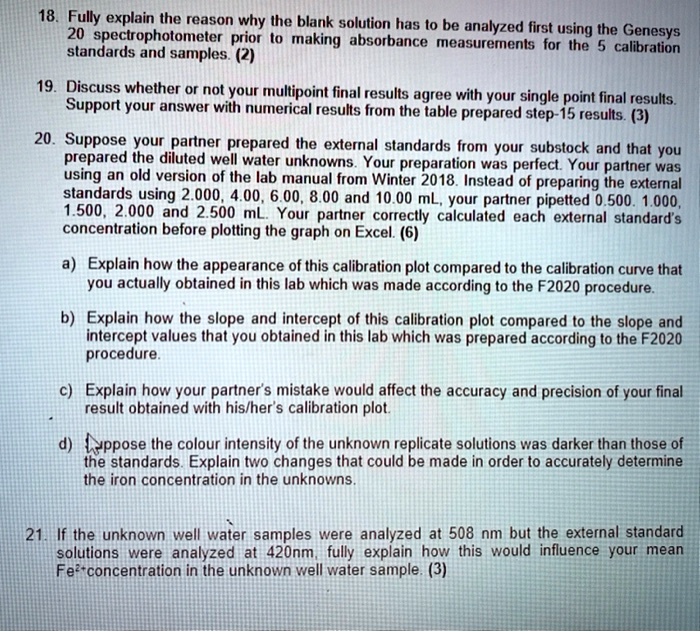 SOLVED 18. Fully explain the reason why the blank solution has to be