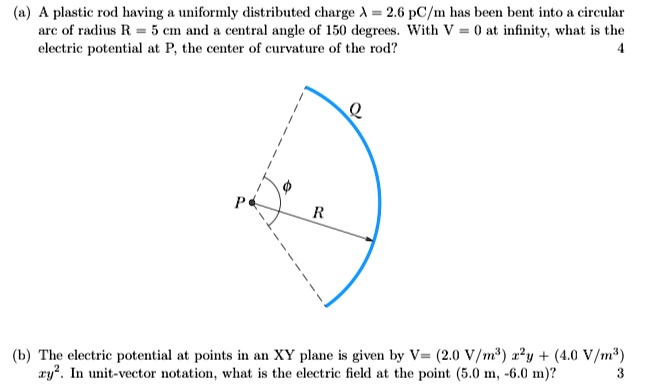 SOLVED: (a) A plastic rod having a uniformly distributed charge lambda ...