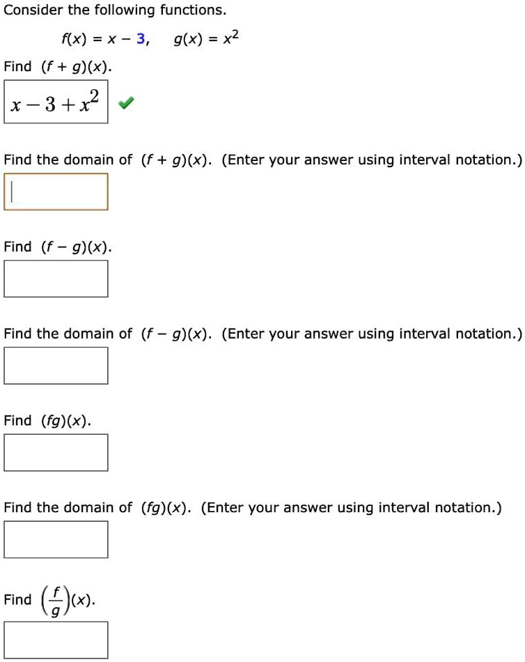 Solved Consider The Following Functions Fx X 3 Gx X2 Find F Gx X 3x2 Find 6374