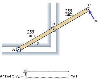 Motion of the 510-mm slender bar of mass 4.2 kg is controlled by the ... image.