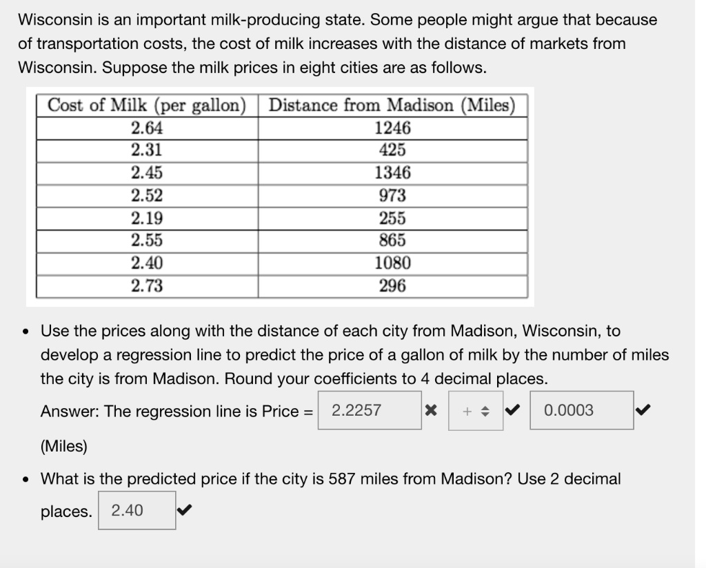 SOLVED Wisconsin is an important milk producing state. Some