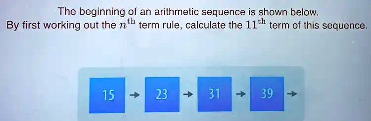 SOLVED: The beginning of an arithmetic sequence is shown below: By ...