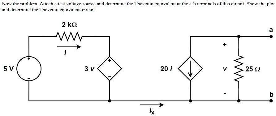SOLVED: Now the problem. Attach a test voltage source and determine the ...