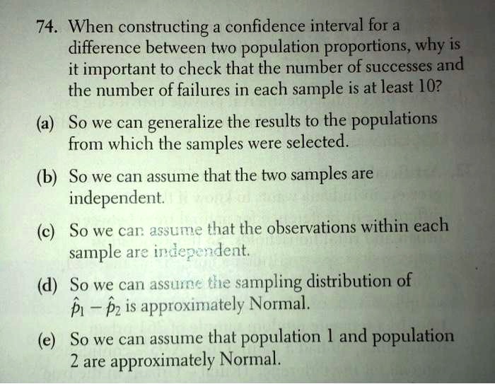 74 when constructing confidence interval for a difference between two ...